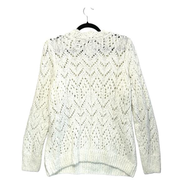 Lane Bryant Open-Knit Long Sleeve Sweater NWT Women's Sz 14/16 Cream Wool Blend - Picture 2 of 7